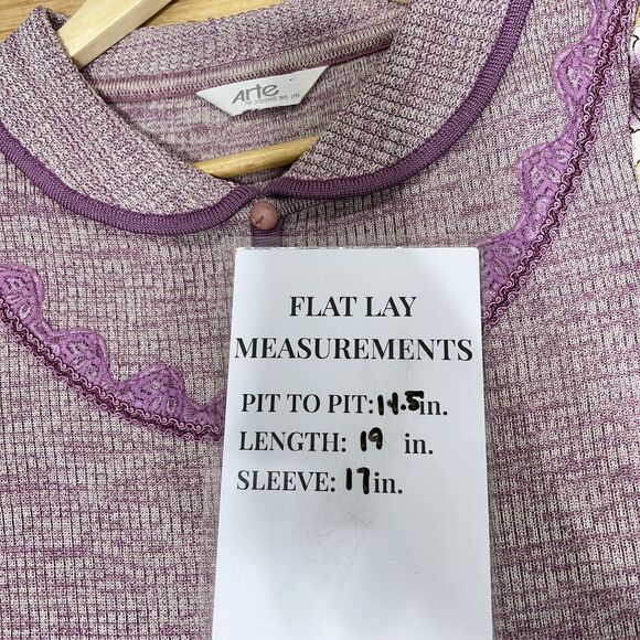 Arte By Juong Ho Jin Collared Knit and Lace Coquete Blouse Top Womens M Girlie - Picture 8 of 8